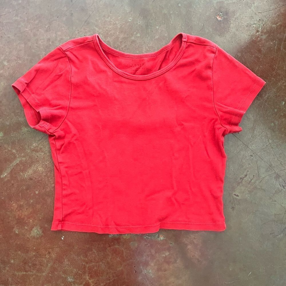 Brandy Melville John Galt Short Sleeve Crop Top, One Size, Red